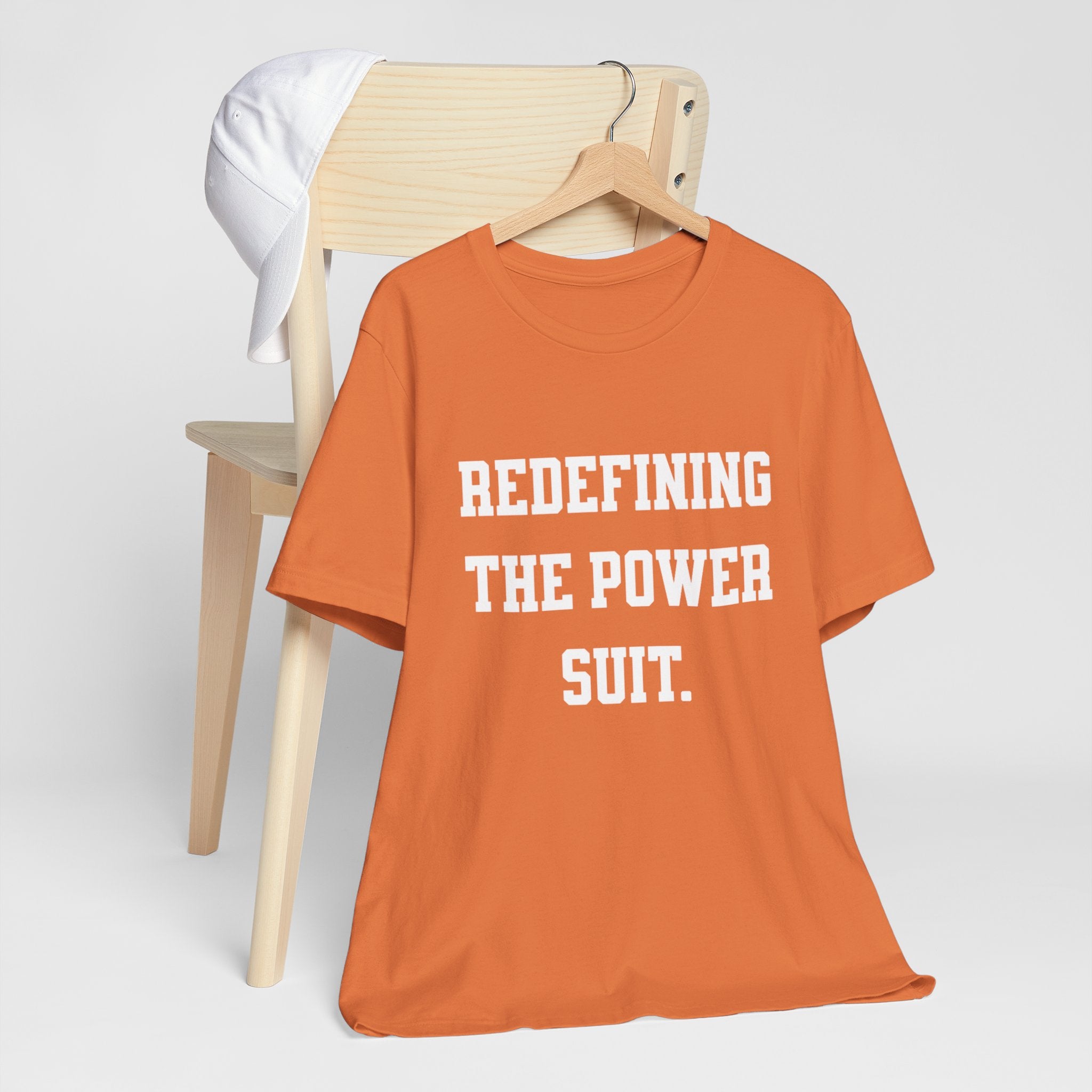 Redefining the Power Suit Women Unisex Tee, Motivational Shirt, Orange Graphic Tee, Statement T-Shirt, Casual Wear, Empowerment Gift
