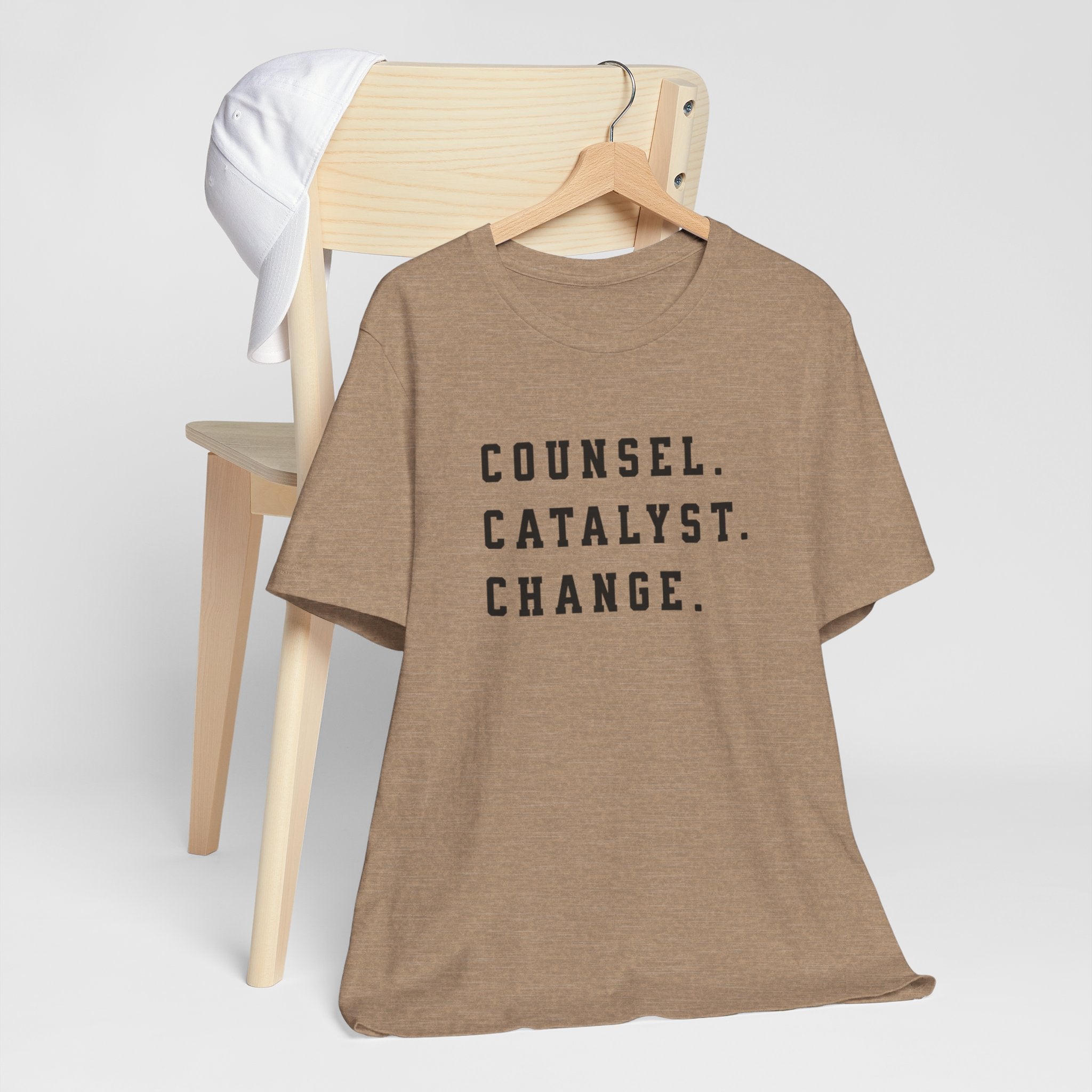 Unisex Inspirational Tee, Counsel Catalyst Change Shirt, Motivational T-Shirt, Gift for Coaches, Self-Help Apparel